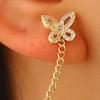 5 Pcs Women Earrings Set Sparkling Rhinestone Flower Butterfly Chain Hoop Earrings Gold Plated Cubic Zirconia Dangling Earrings for Prom Wedding