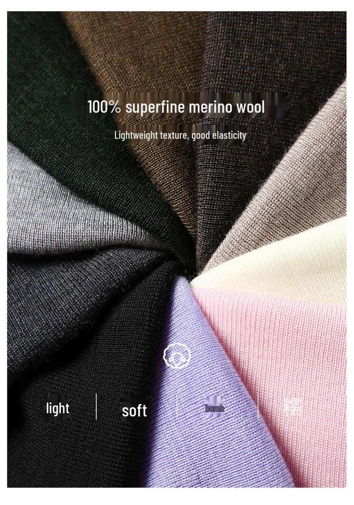 Women's Seamless Merino Wool Base Layer Top - Machine Washable & High-End Knitwear
