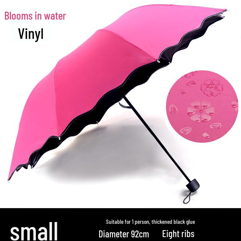 Water-Activated Blooming Three-Fold Umbrella with Sun Protection and Custom LOGO