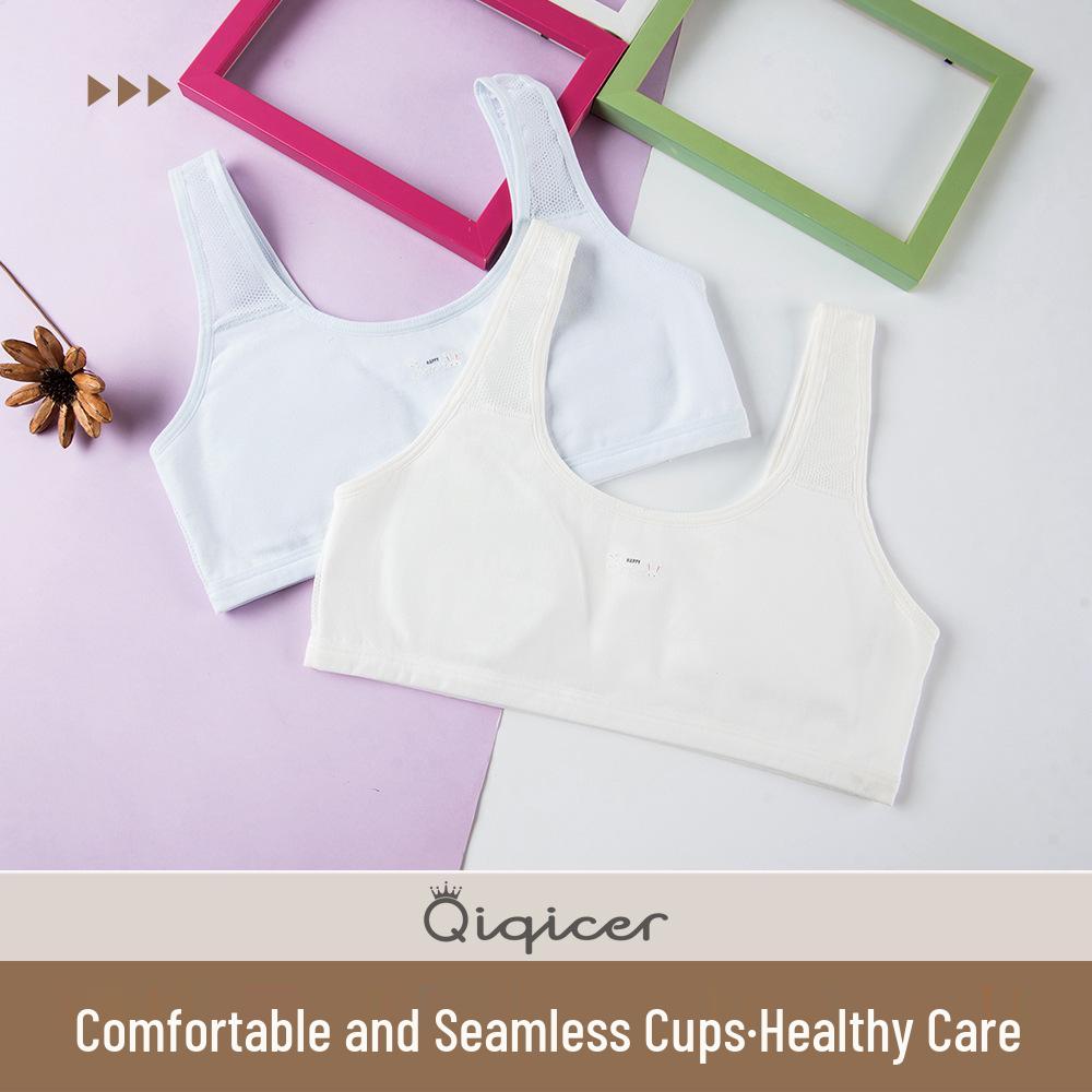 Girls' Cotton Sports Bra with Fixed Cups - Youth Vest