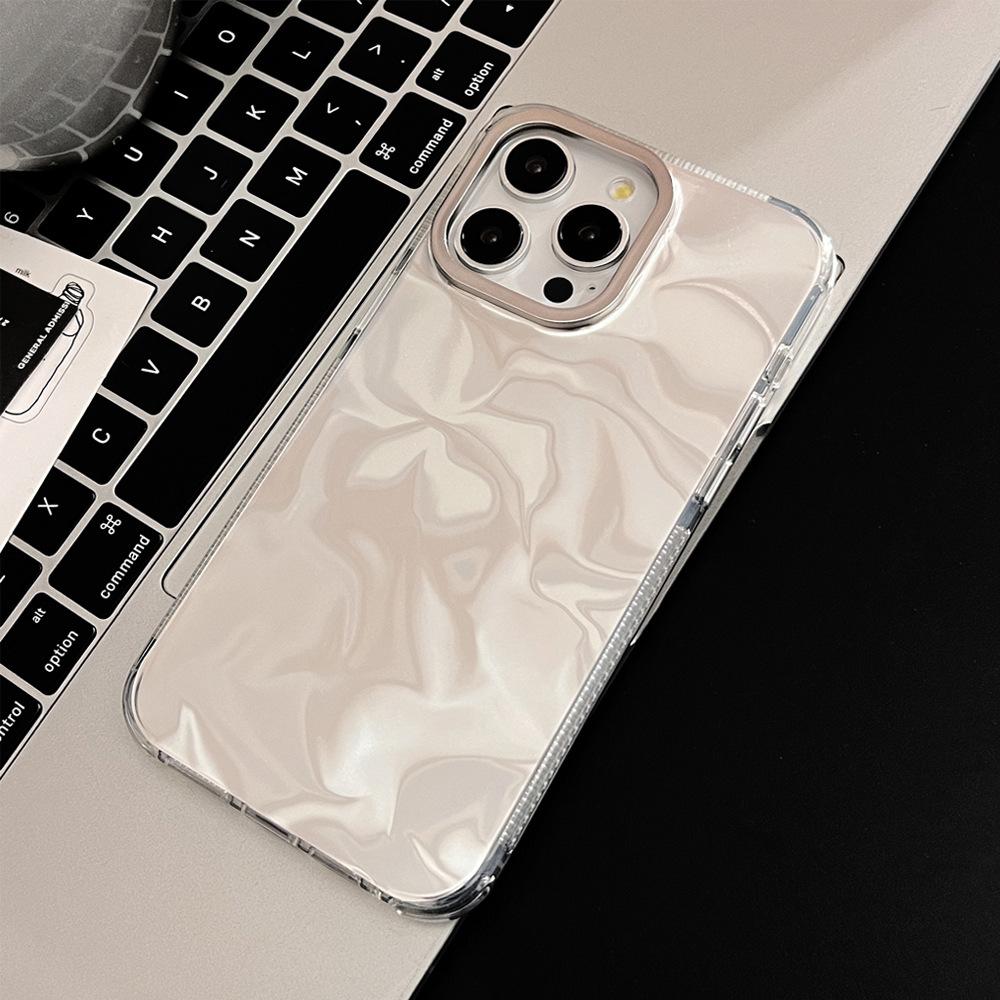 

Electroplating Silver Ins Water Wave IMD Suitable for IPhone 16 Apple Phone Case 15promax Laser 13 Hard 14 Anti Fall 12pro max(6.7)