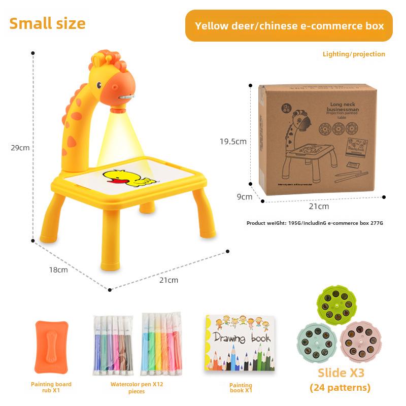 Deer-Shaped Projection Drawing Table with Sound & Light - Children's Graffiti and Writing Toy Set