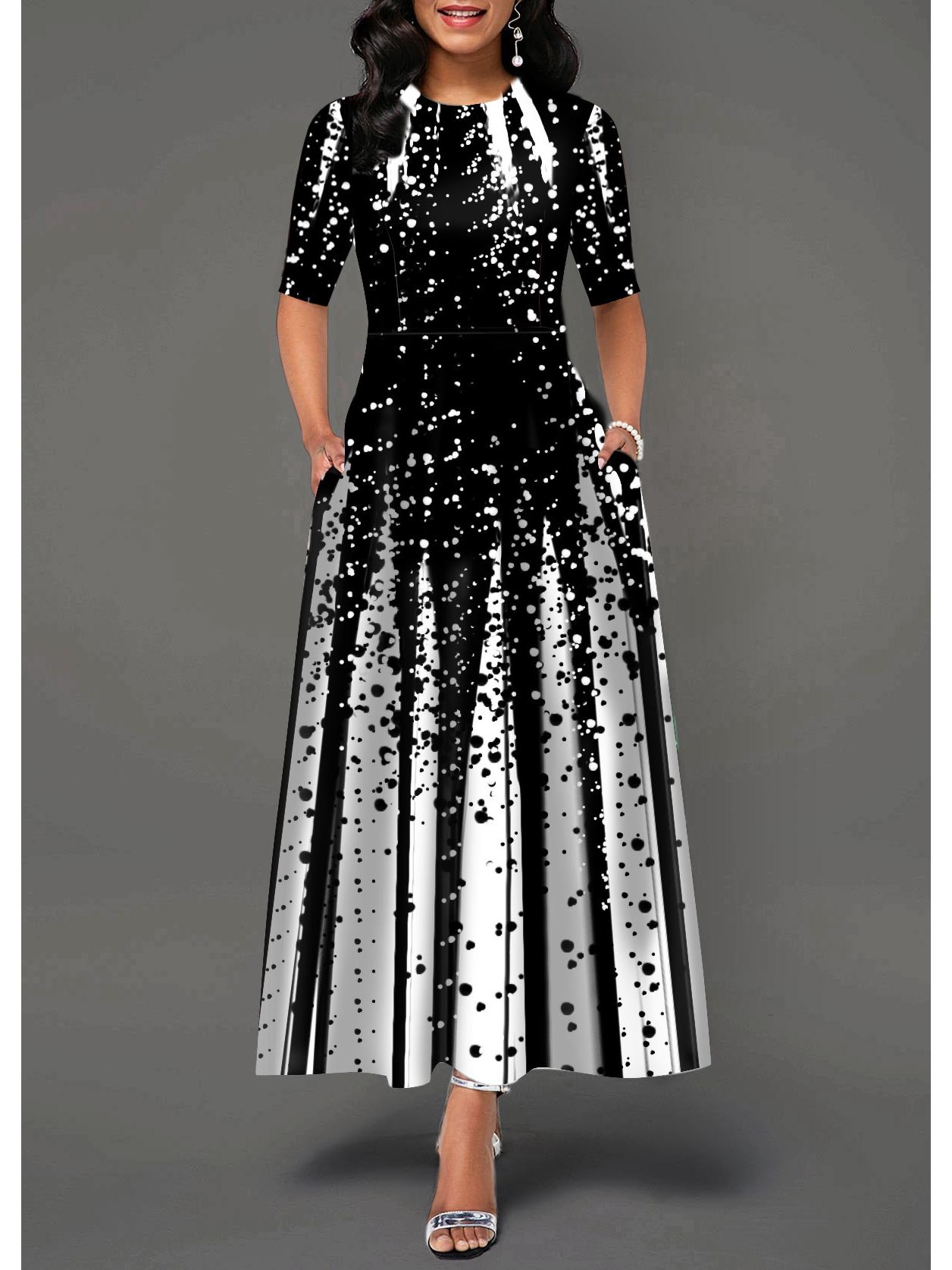 

Весенне-летнее повседневное модное платье миди с коротким рукавом и принтом 3XL