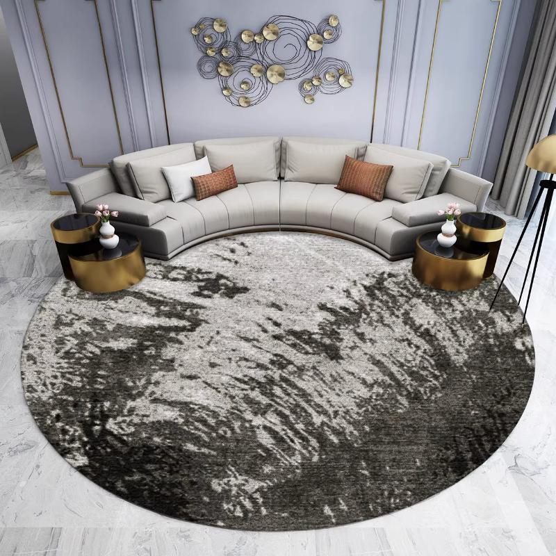 Modern Style Carpets for Living Room Light Luxury Bedroom Decor Round Carpet Thicken Plush Lounge Rug Fluffy Soft Floor Grey Mat
