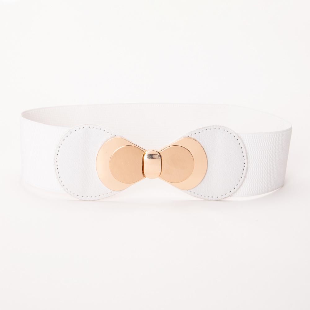 Women's New Fashion Bow Double Buckle Elastic Waist Belt - Versatile 6CM Wide Waistband Accessory for Dresses