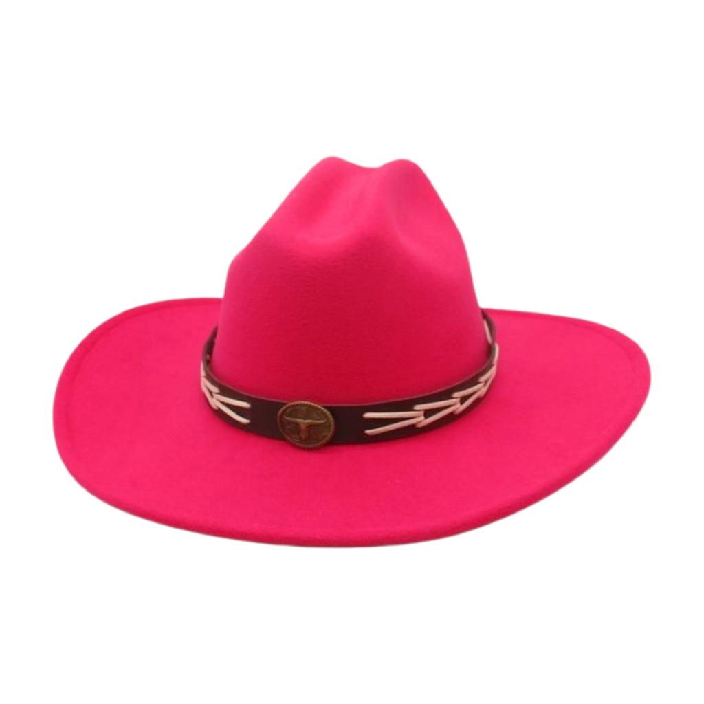 Ladies Shopping Concave Shape Internet Celebrity Top Hat New Fashion Simple Cowboy Hat One Word Top Wide Brim Woolen Jazz Hat