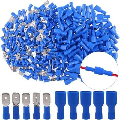 200 Stück 6,3 mm Querschnitt Vollständig isolierte Stecker/Buchsen Flachstecker Schnellverbinder - Das Perfekte Draht-Crimpverbinder-Set!