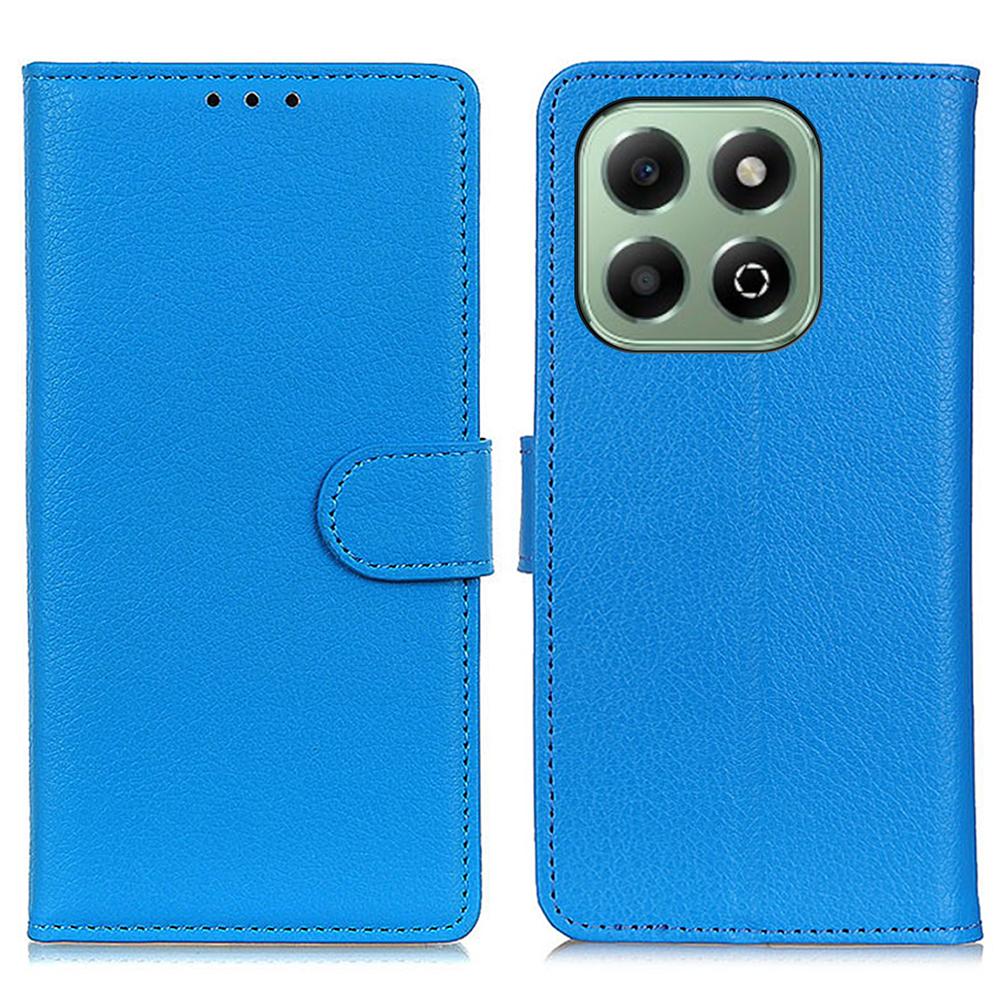 

For Honor X6b 4G Wallet Case PU Leather Phone Cover Litchi Texture Blue