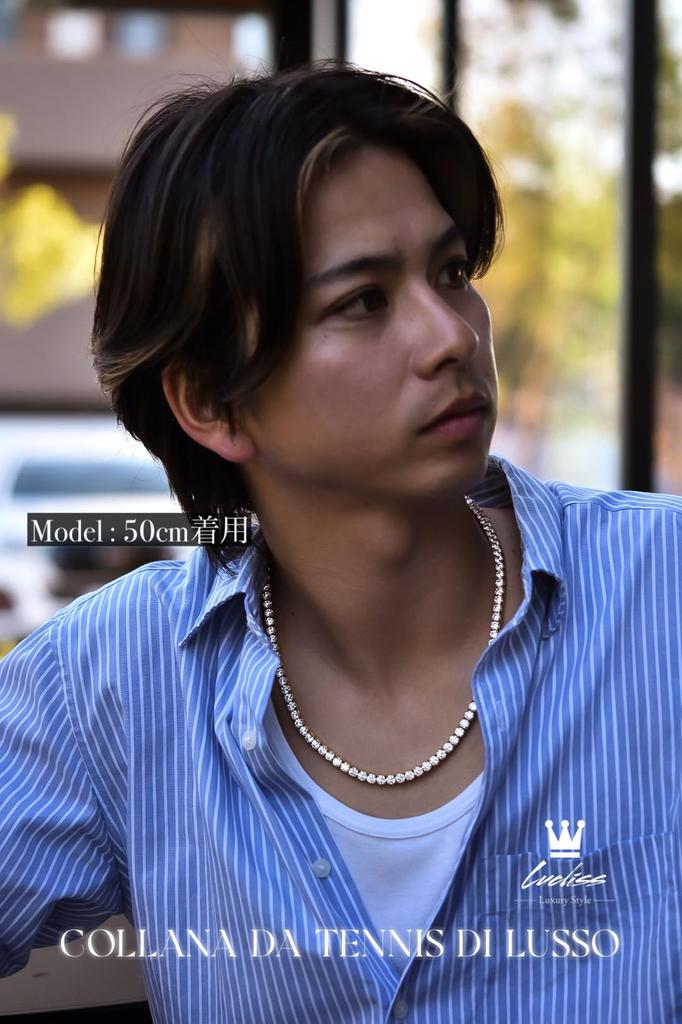 Tennis Chain Tennis Chain Necklace Surgical Stainless Steel 316L Zirconia 5A Hip Hop Jewelry Gold 5mm [Lucliss]