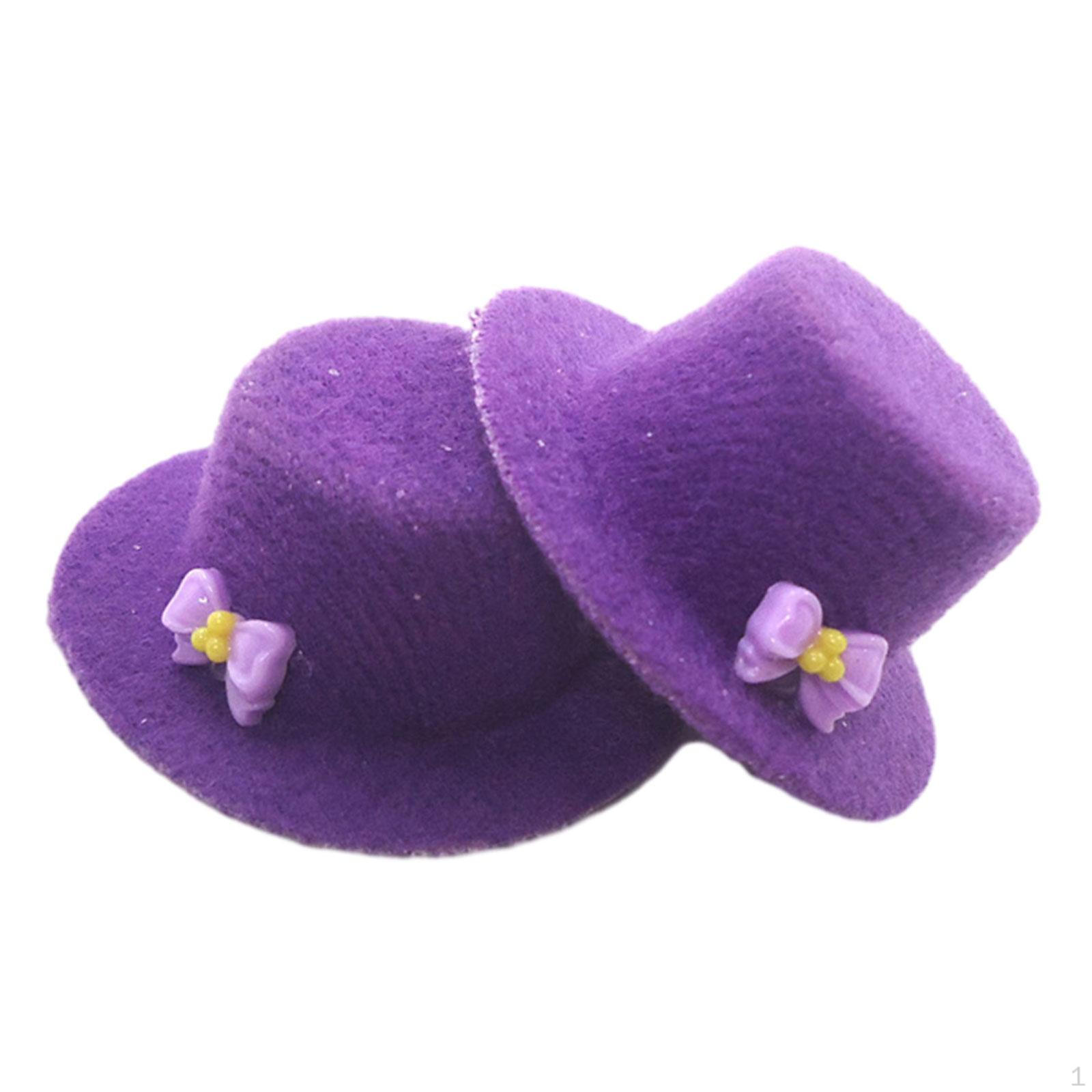 

2 Pieces 1/12 Dollhouse Mini Top Hat Bow with Accessories Children Toy Фіолетовий