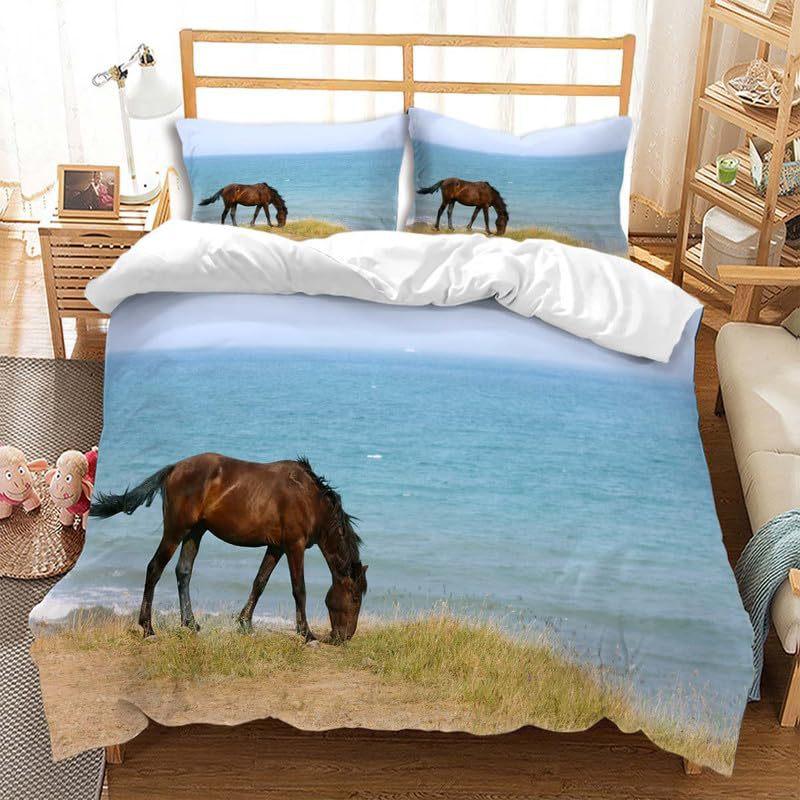 Blue Sky Silver Aircraft Three-Piece Quilt Cover Digital Printing Bedding Set Bed Cover