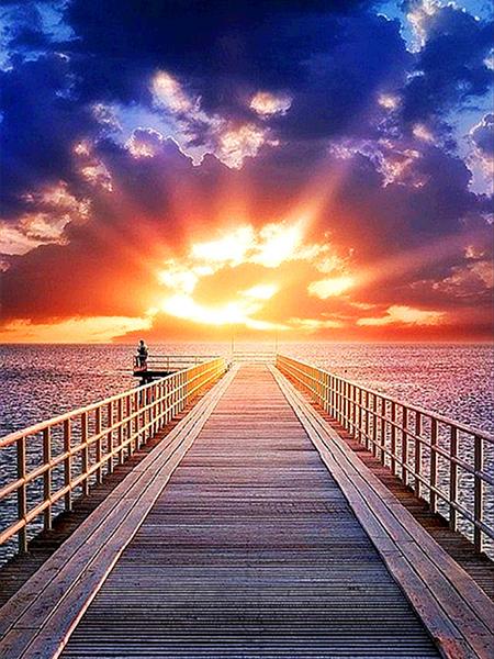 5D Diamond Painting Sunset Love Beach DIY Round Full Diamond Embroidery Kit Landscape Home Decoration Crafts