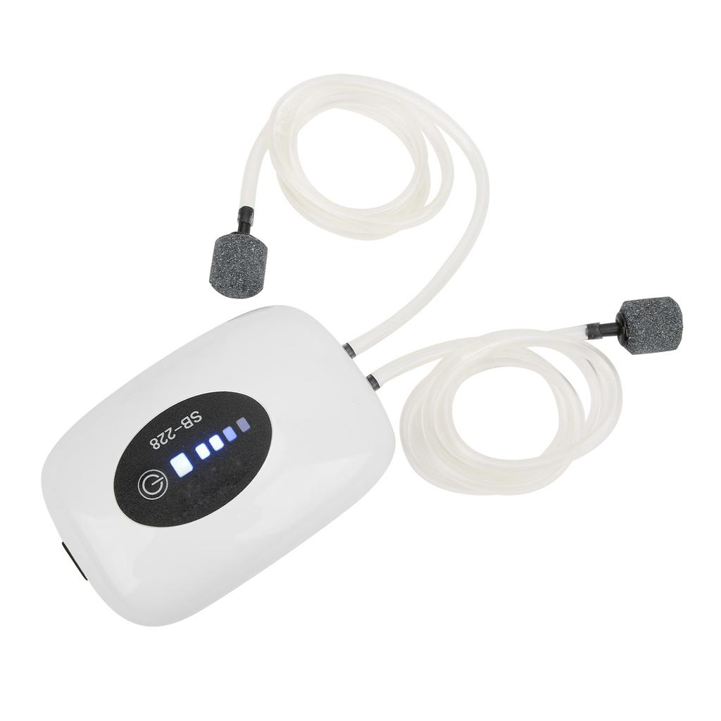 Sauerstoffpumpe mit USB-Kabel Wiederaufladbare Tragbare Leise Luftpumpe für Aquarium Outdoor-AngelnDoppel