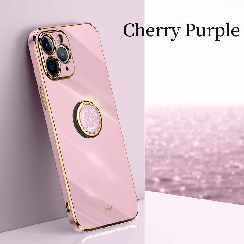 Husa de telefon cu suport de inel pătrat de placare pentru Iphone 11 12 Pro Max 12pro 11pro 8 7 6 S Plus 10 X Xr Husă de lux din silicon