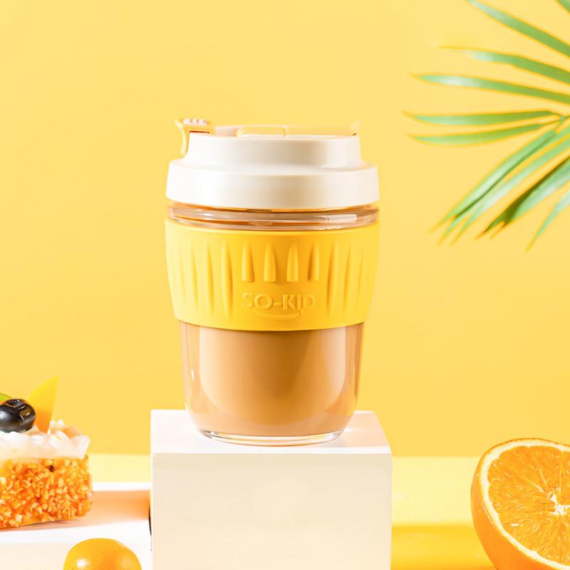 GIANXI Glass Cup With Lid And Straw Transparent Tea Cup Portable Leakage-proof Juice Milk Coffee Glasses Drinkware