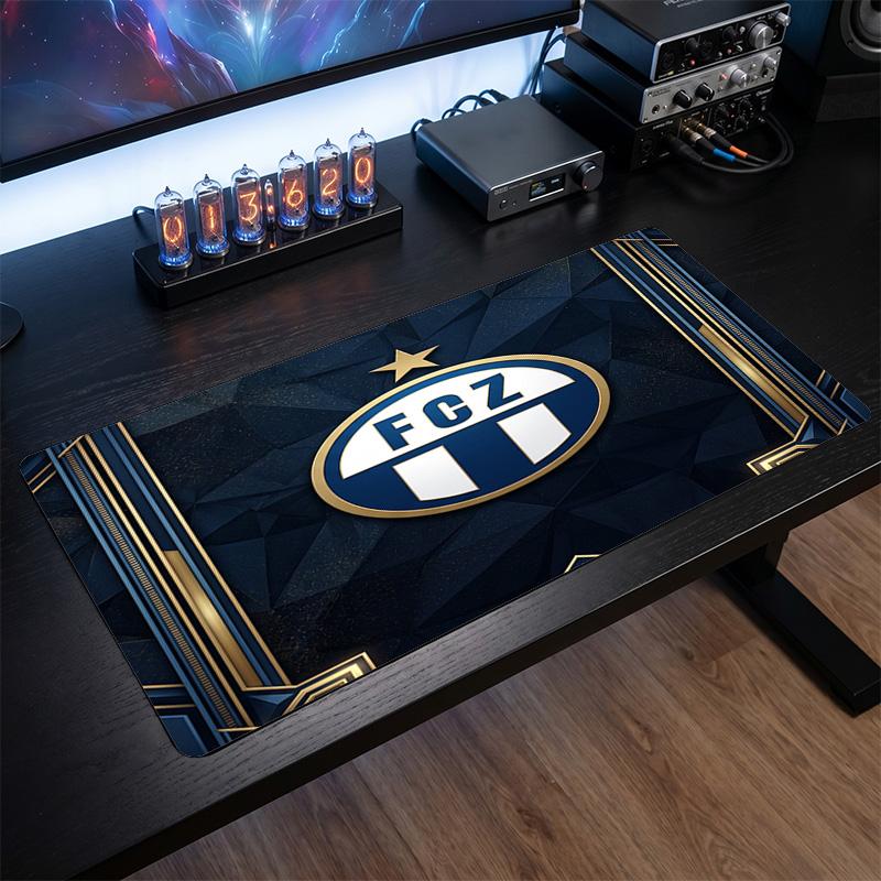 FC Zürich Theme Pattern Mouse Pad, Soccer Logo Design XXL Gaming Desk Mat Non-Slip Computer Mouse Pad