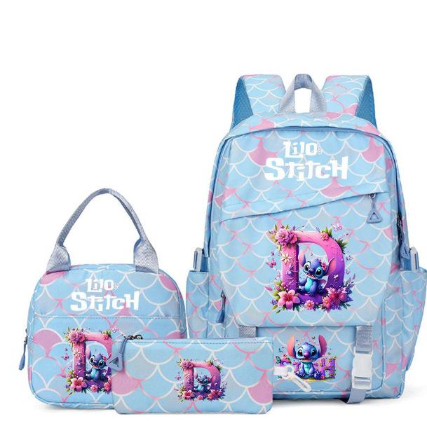 Student Schoolbag Three-Piece Large-Capacity Backpack Lunch Bag Pencil Case Diy
