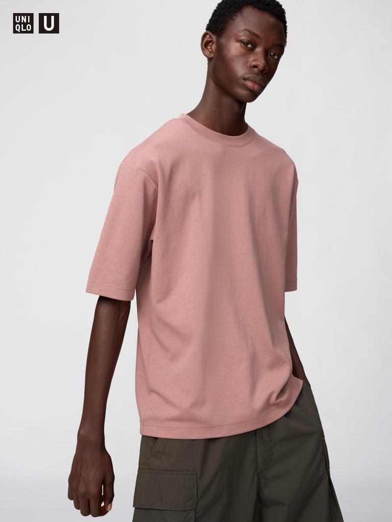 UNIQLO 482295 AIRism Cotton Oversized T-Shirt BLACK WHITE GRAY PINK RED BROWN GREEN BLUE NAVY PURPLE Men Japan