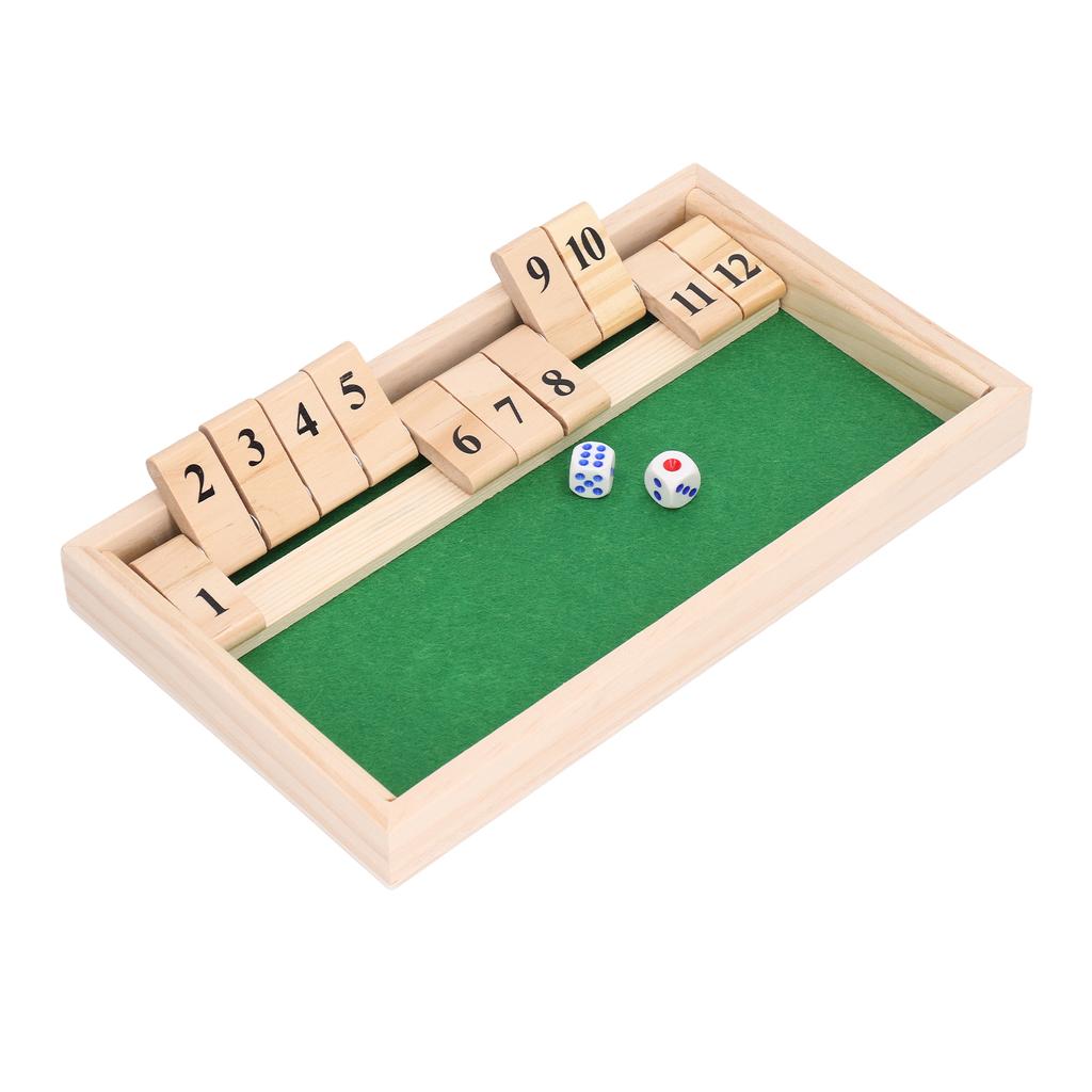 Dice Board Game Portable Party Funny Wooden 12 Numbers Flip Tiles Game Toy for Bars KTV Tea House