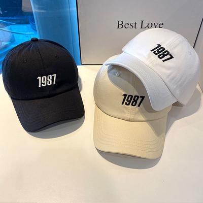 Summer 1987 Embroidery Baseball Cap for Men Women Cotton Kpop Snapback Cap Unisex Black White Sun Hats Outdoor Fishing Dad Hat