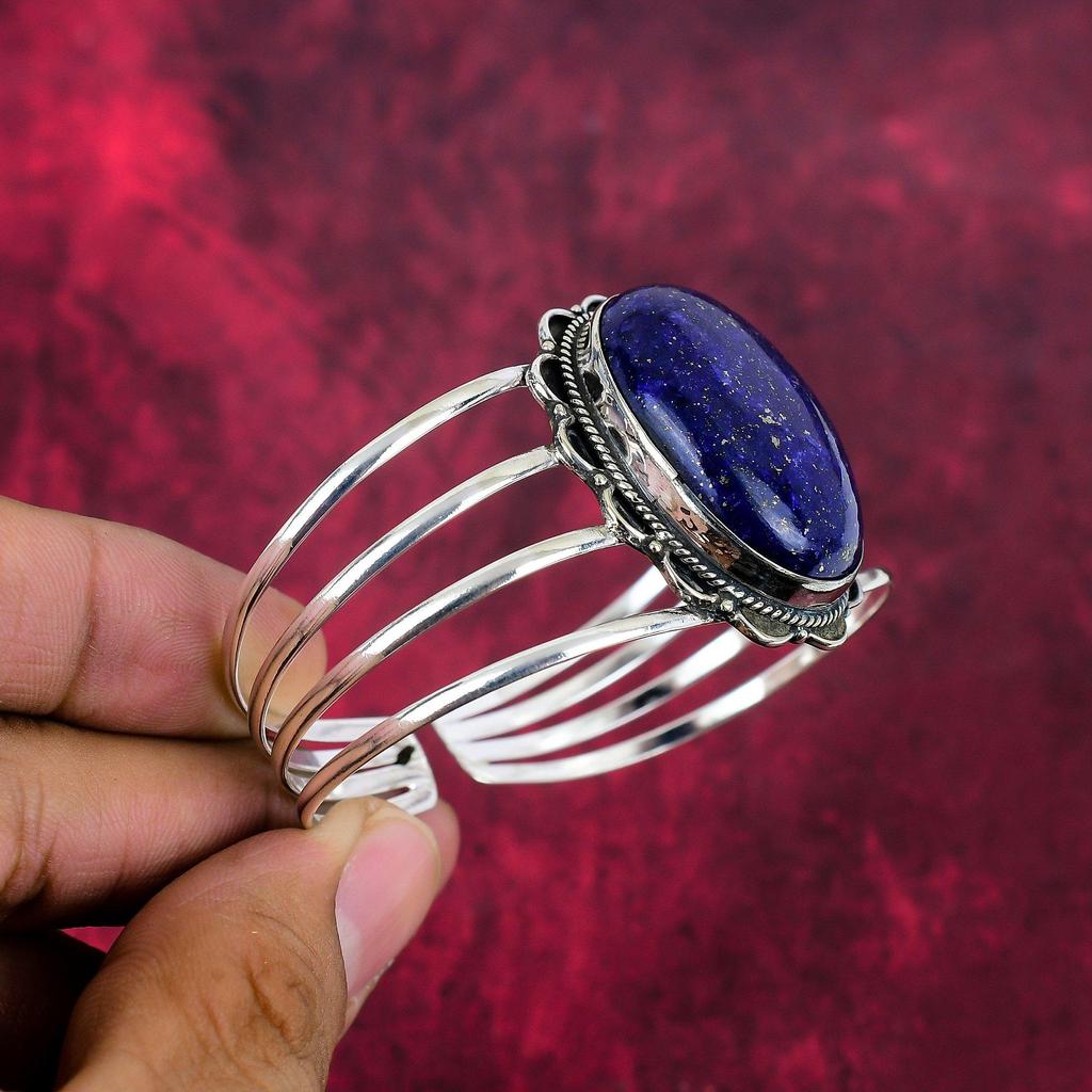 Lapis Lazuli Armband Handgjort Ädelstenssmycke, 925 Massivt Sterling Silver Armband, Armband med Unik Design