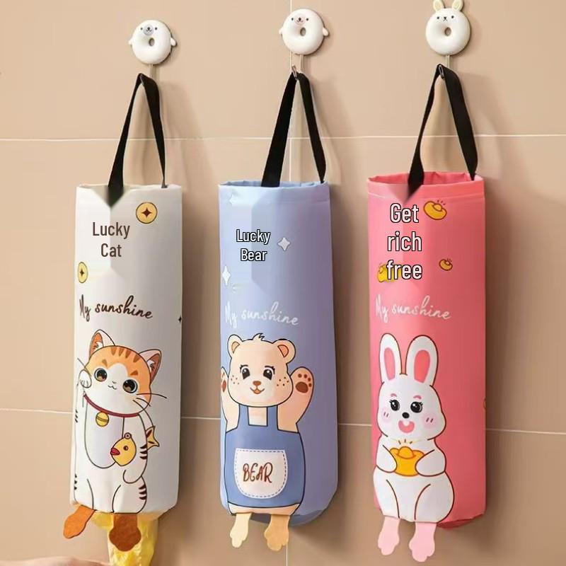 Wall-Mounted Kitchen Trash Bag Organizer | Large Capacity Hanging Plastic Bag Storage
