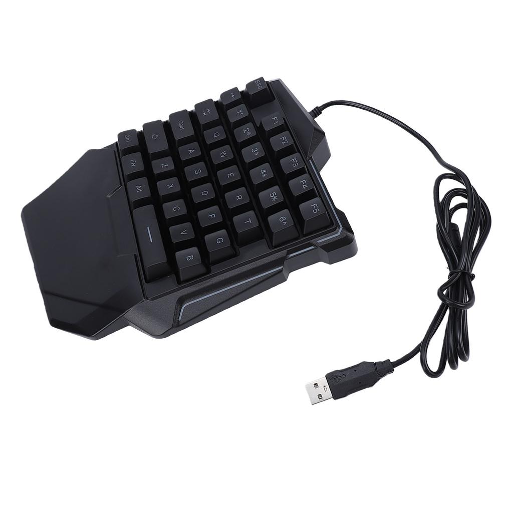 One Handed Gaming Keyboard RGB Backlight 35 Keys Ergonomic USB Portable Wired Gaming Keypad with Wrist Rest