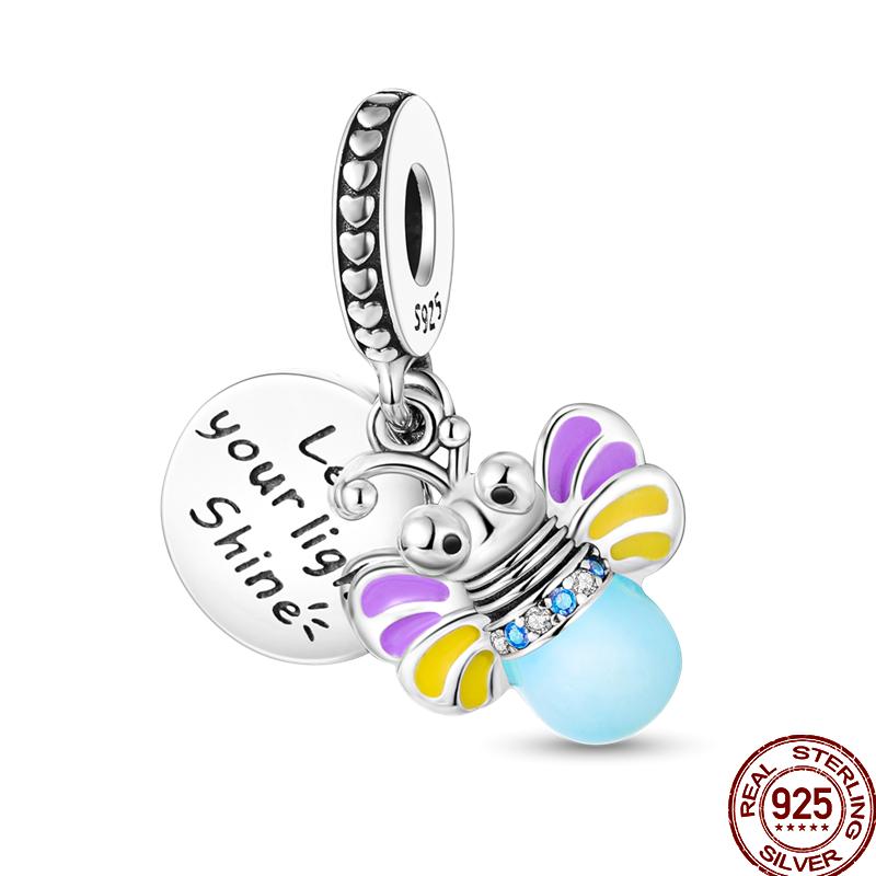 Frühlings-Charm Kupfer Vierblättriges Kleeblatt Schmetterling Libelle Anhänger Perlen Geeignet Für 3Mm Original Armband DIY