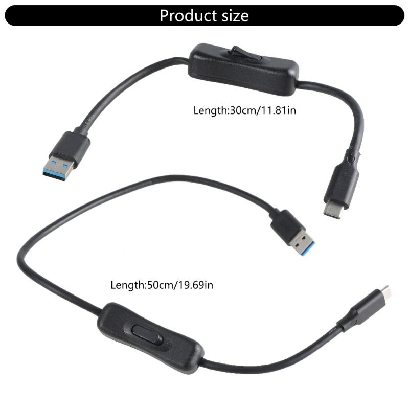 30/50cm USB 3.0 auf Typ C Verlängerungskabel Stecker auf Stecker Netzteil Ladekabel mit Netzschaltern für LED-Licht
