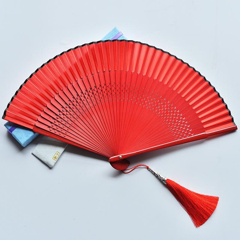 Red Dancing Fan: Classical Chinese Style Folding Fan, Easy-Open Hanfu Accessory