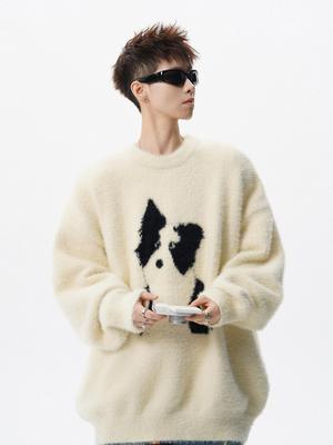 Men's American Cartoon Puppy Mohair Winter Pullover Sweater