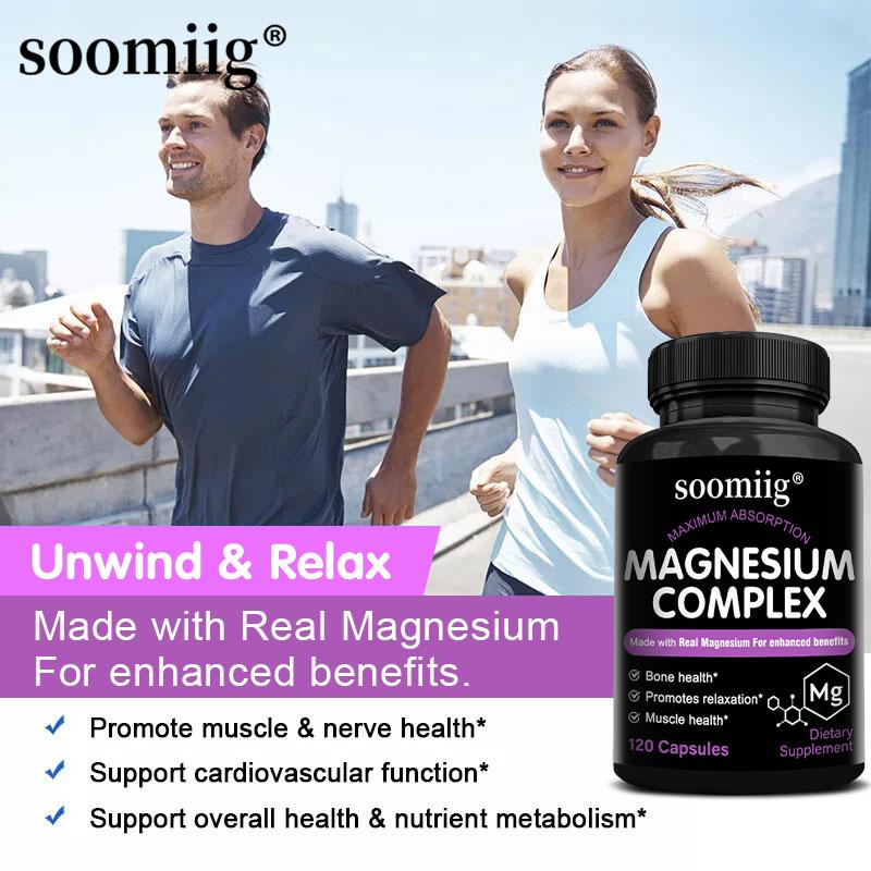 Magnesium Complex Capsules, High Absorption Magnesium Supplement, 120 Count