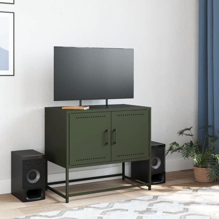 VidaXL TV Cabinet Olive Green 68.5x39x60.5 Cm Steel, TV Stand, TV Sideboard, Multimedia Cabinet, TV Bench, Hi-fi Cabinet, Center 846474