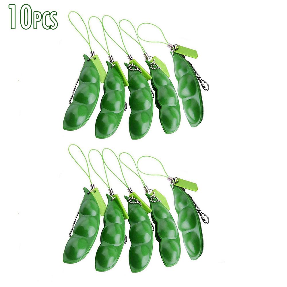 5/10/20Pcs Squeeze Beans Fidget Toy Stress Relief Fidget Toys Funny Squishy Beans Peas Popper Cute Keychain Party Favor