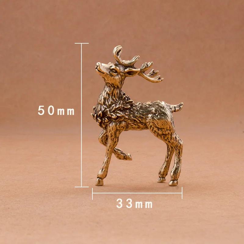 1pc Deer Ornament Deer Statue Miniature Sika Miniature Figurines Solid Brass Tabletop Decoration Deer Sculpture Ornaments