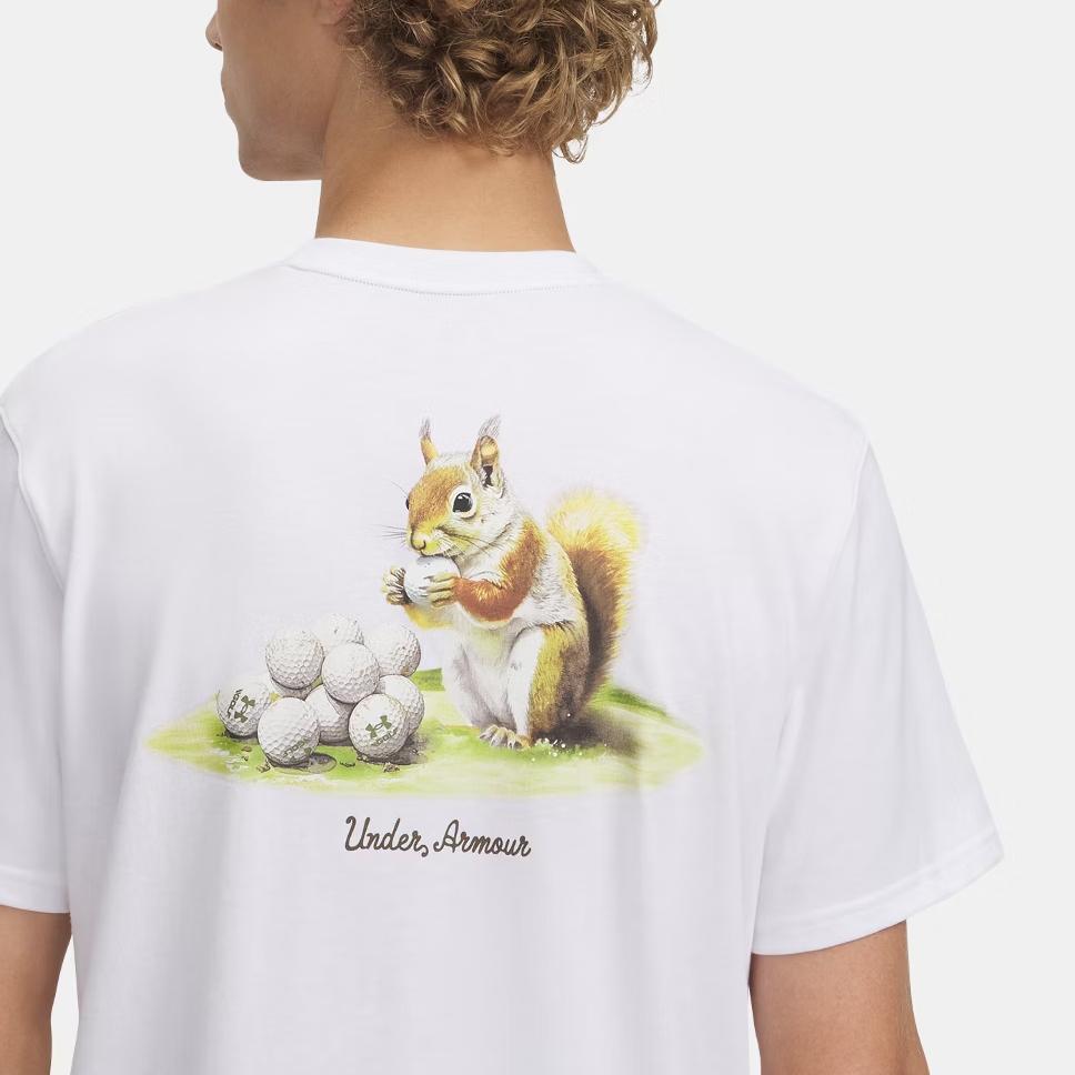 Under Armour Heavyweight Squirrel Comfortable Stylish Casual Versatile Short Sleeve Golf Shirt Men tops White 1390185-100
