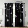 Black Crystal Curtains Pole Bag Bedroom Living Room Decoration Home Curtain Elegant Made Of Polyester Washable Area Ready
