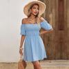2024 European & American Women's Off-Shoulder Fitted Waist Swing Dress - Casual Holiday Style