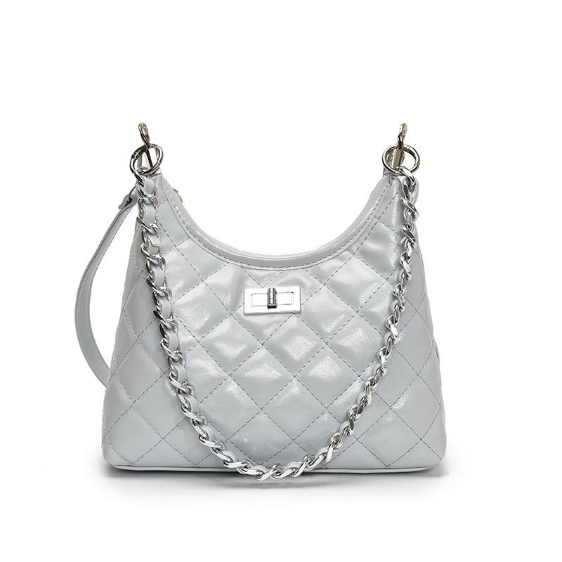 

Korean version of temperament light luxury small fragrant style rhombus chain underarm bag fashion commuting versatile style high sense messenger wome синий