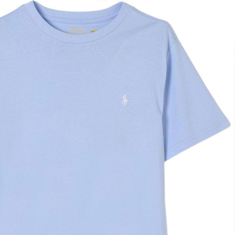 Polo Ralph Lauren Gładka Koszulka z Haftem, Okrągłym Dekoltem i Krótkim Rękawem, Koszulki Dziecięce, Jasnoniebieska 323832904-082
