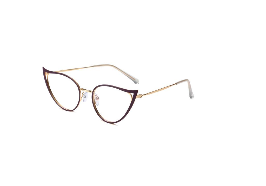 Stylish Women's Cat Eye Photochromic Anti-Blue Light Retro Metal Glasses Frame