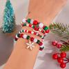 Christmas Bracelet - Colored Acrylic Snowflake Bell Elastic Bracelet - Christmas Set