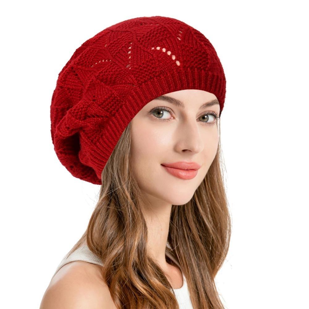 Hollow Out Winter Knitted Hat Twist Crochet Female Berets Fashion Pullover Cap  Winter