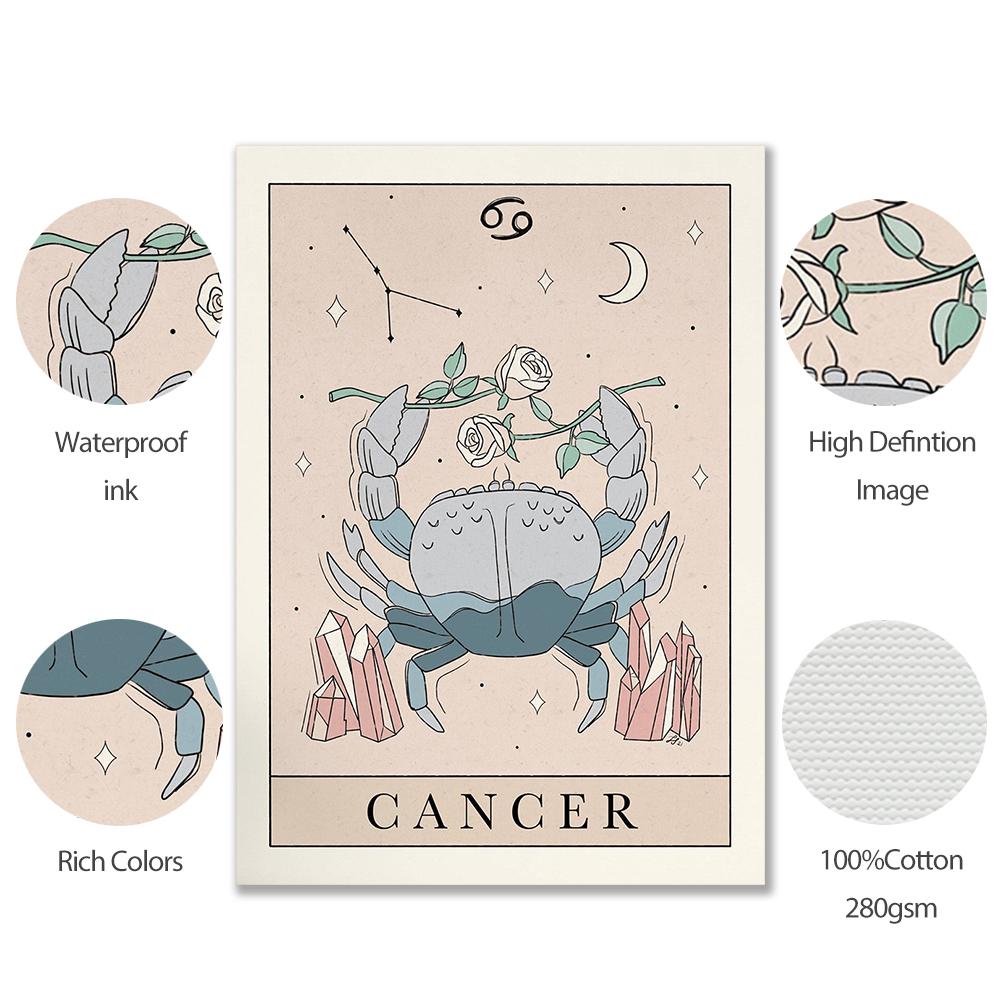 Bohemian Zodiac Art Posters and Prints Canvas Painting Tarot Cards Inspired Astrology Virgo Aquarius Constellation Picture Decor