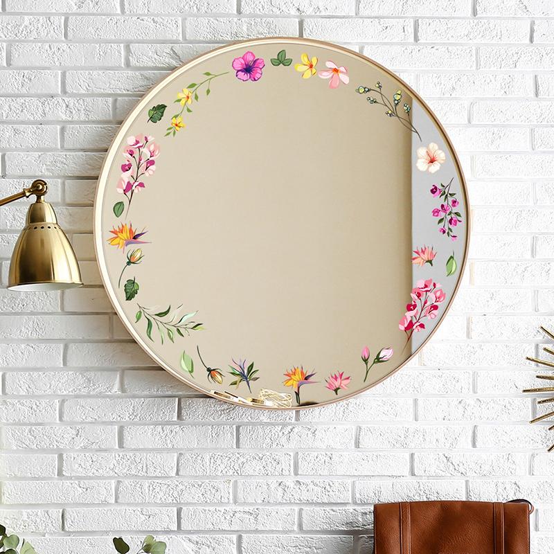

Цветочные зеркальные наклейки Наклейки на стену с цветами Отклеивающиеся и приклеивающиеся Эстетика комнаты Декор для ванной и спальни для девочек Домашнее художественное украшение onesize