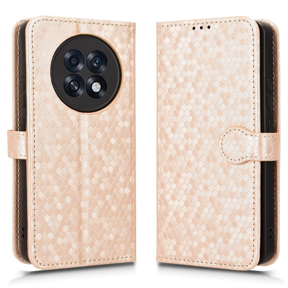 

For Oppo F31 Pro+ 5G/A6 GT 5G Wallet Case Dot Pattern Imprint PU Leather Phone Cover with Wrist Strap
