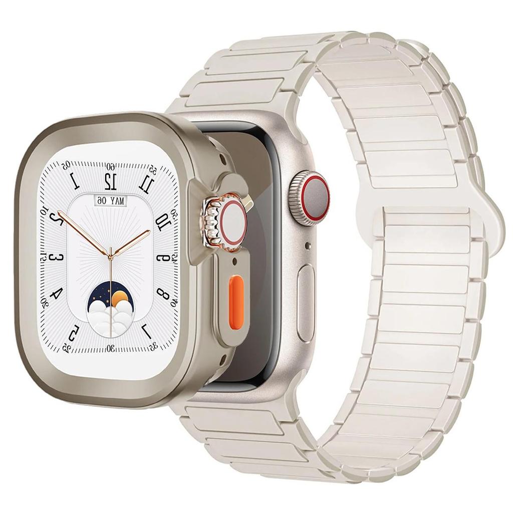 Magnetic Loop+silicone case for Apple Watch 42mm 46mm 44mm 40mm 49mm 45mm 41mm iWatch Series 11 SE 3 Ultra 3 10 9 8 7 6 5 Strap