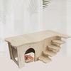 Yousheng Hamster House Climbing Ladder Natural Wood Multi-Room Hut Rat Hideout House Small Pet Nest Cage Accessories