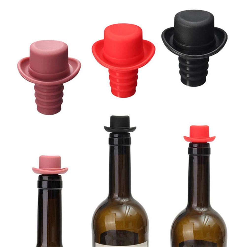 

5 pcs Stoppers Silicone Hat Shaped For Red Wine Beer Soy Sauce Vinegar Airtight Seal Party Bar Use Kitchen Barware Tools Wine червоний