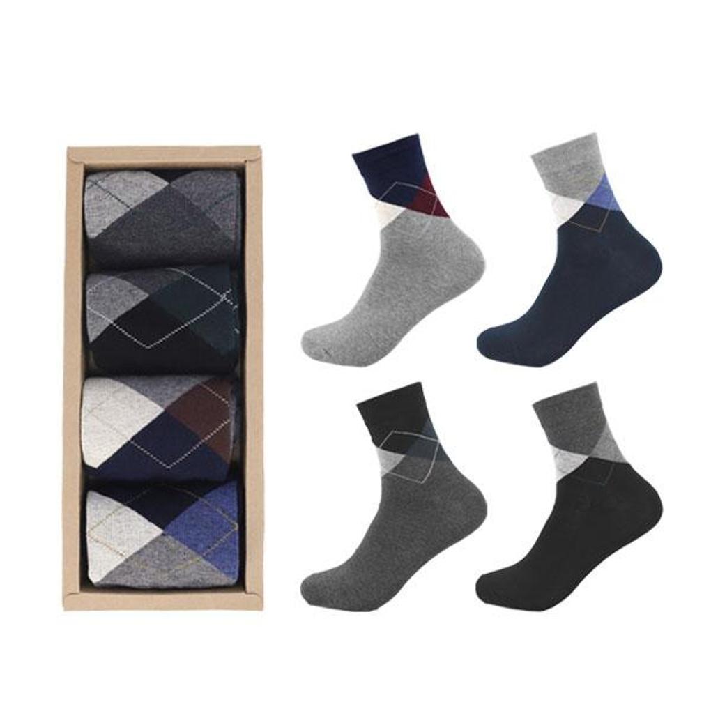 

Believers Men s Socks Long Argyle Casual Socks 4-Pair Set BRSC012